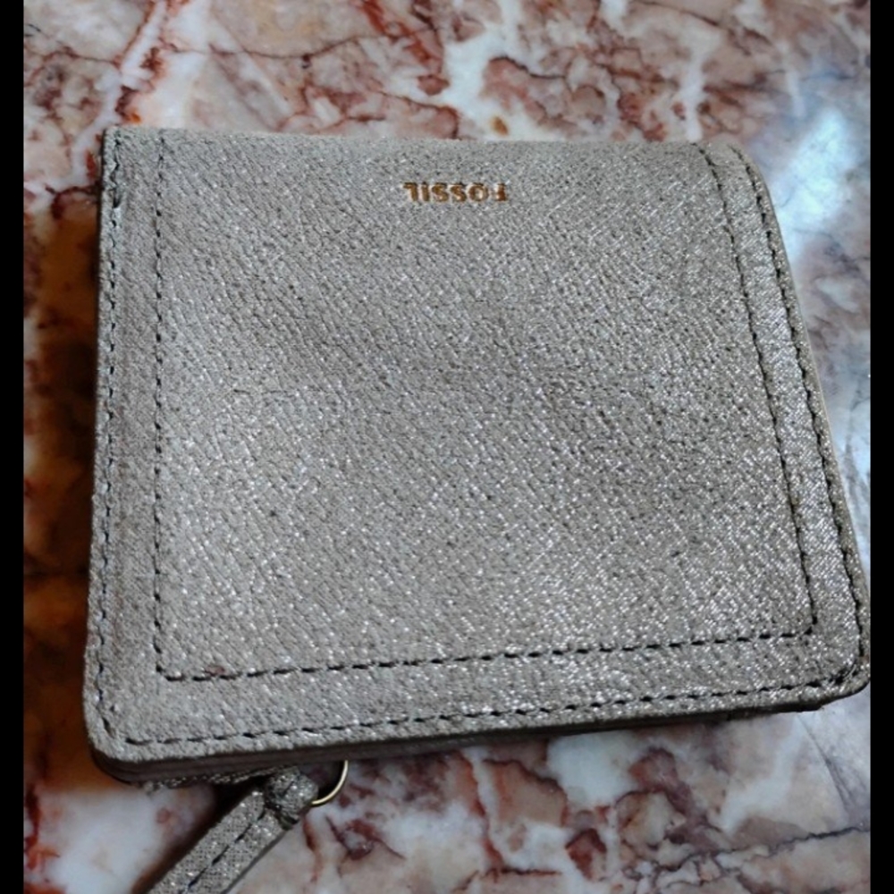 Fossil Shimmering Silver Wallet,,Used Condition